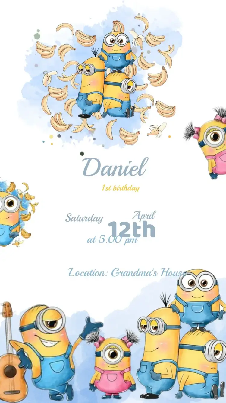 Invitation Minions Birthday Invitation – Kids' Birthday Party theme colorful, fun, childish, themed, animated illustrations
