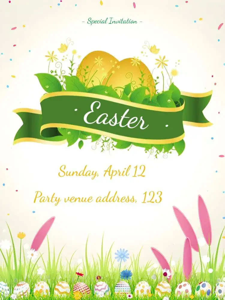 Invitation Páscoa Eggs – Commemorative Dates theme brown, white, fun, cute, Easter, vintage
