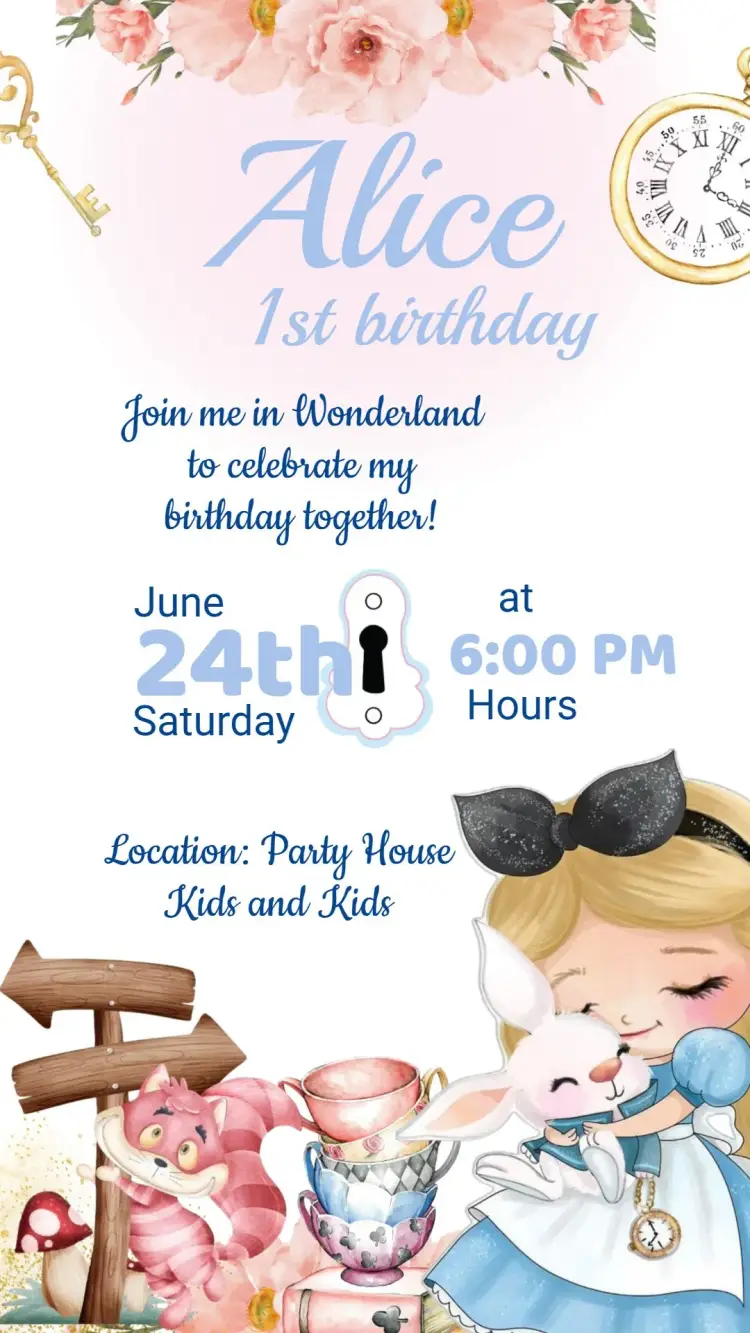 Alice in Wonderland Birthday Invitation