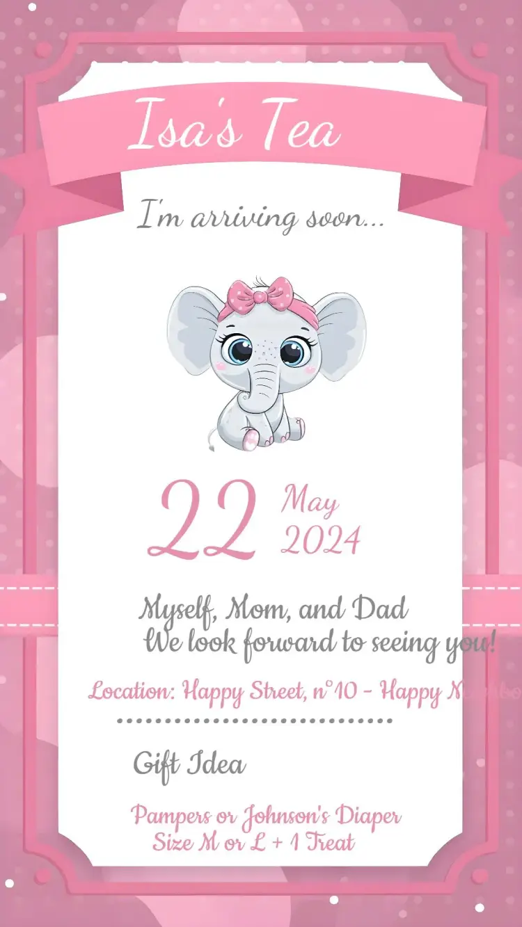 Elephant Baby Shower Delicate invitation