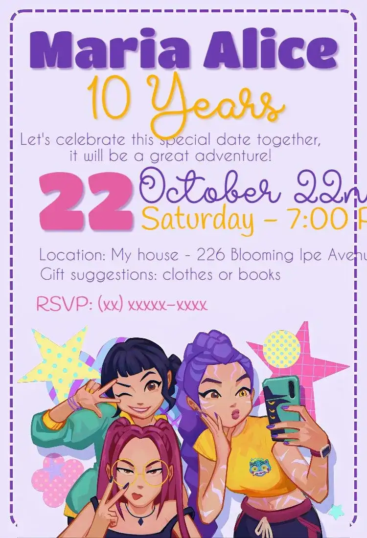 Invitation Birthday Kpop Warriors