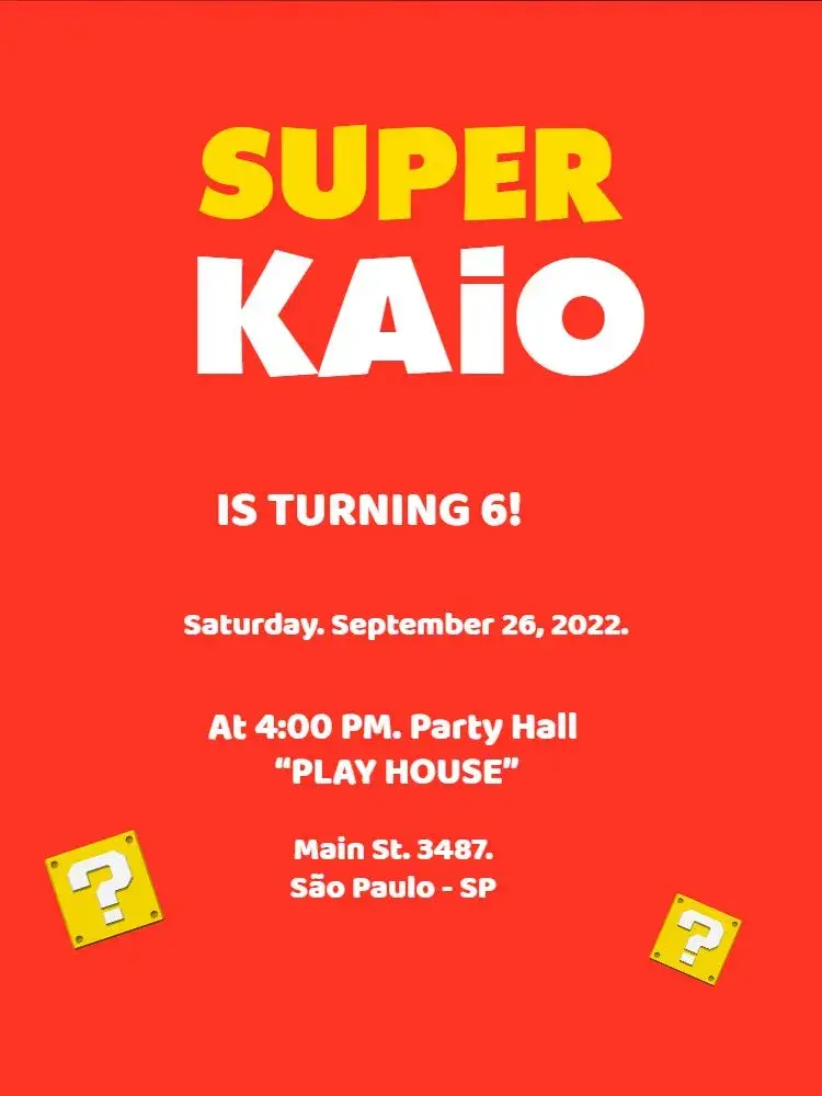Red Super Stars invitation