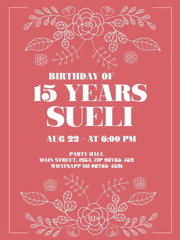 Invite Red Quinceañera 15th Birthday editable and customizable