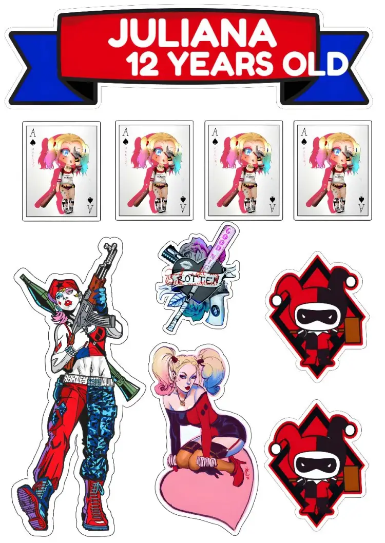 Harley Quinn Batman Cake Topper invitation