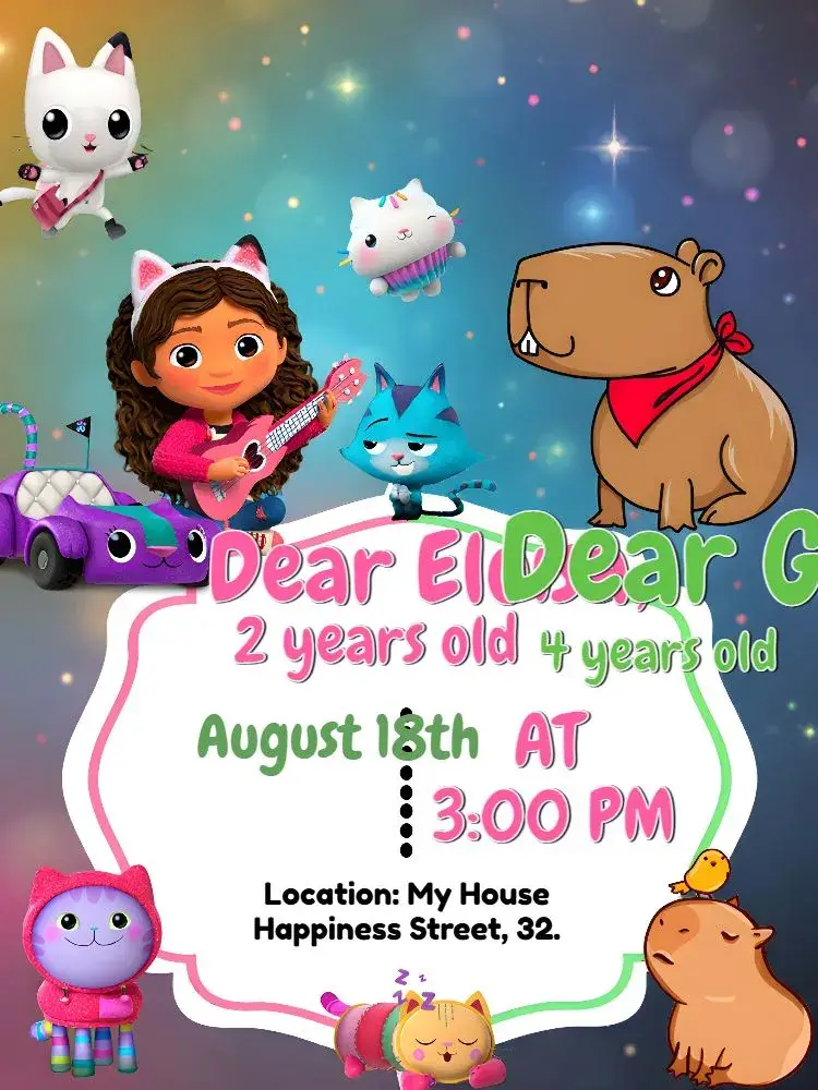 Double The Magical House Of Gabby And Capybara Capybara invitation