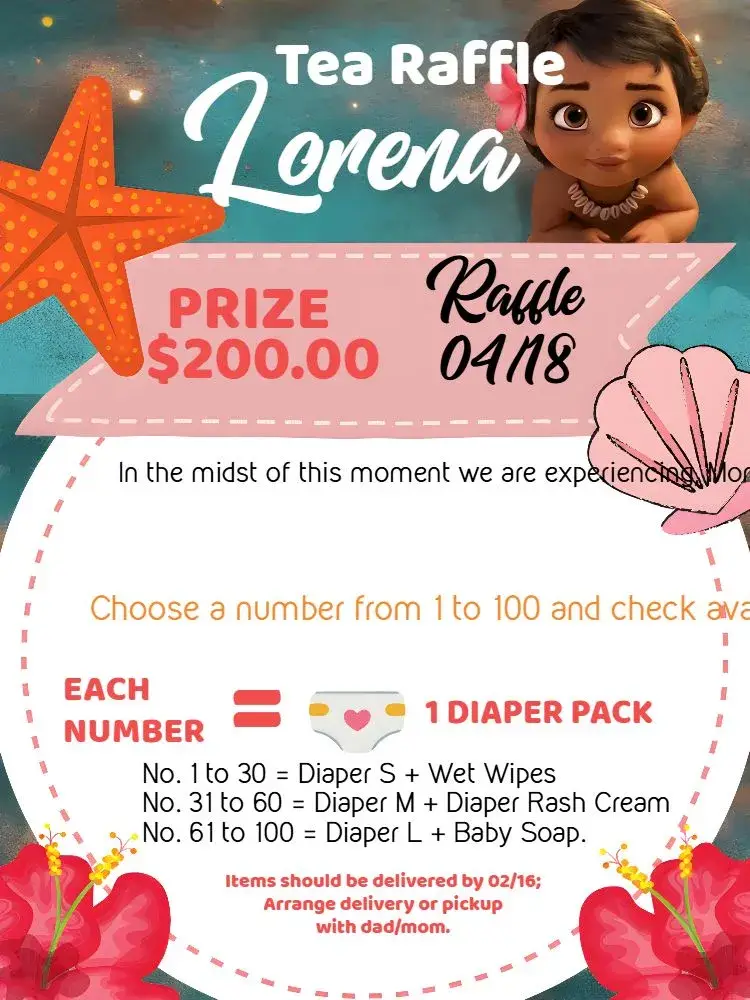 Moana Baby Shower Raffle Miana invitation