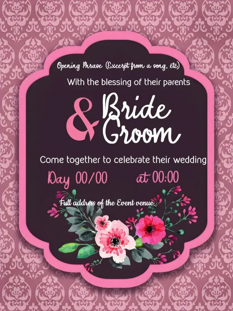 Pink Floral Wedding invitation