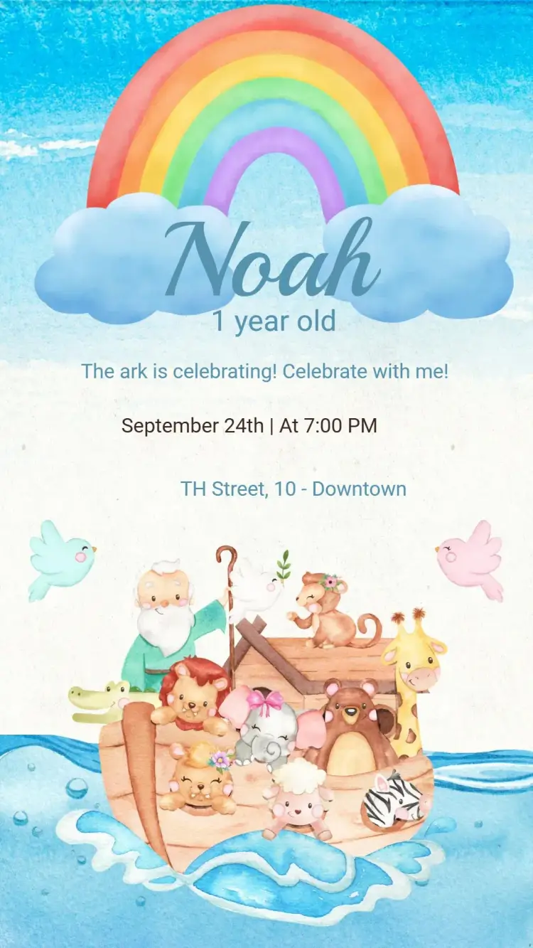 Noah's Ark Birthday Invitation