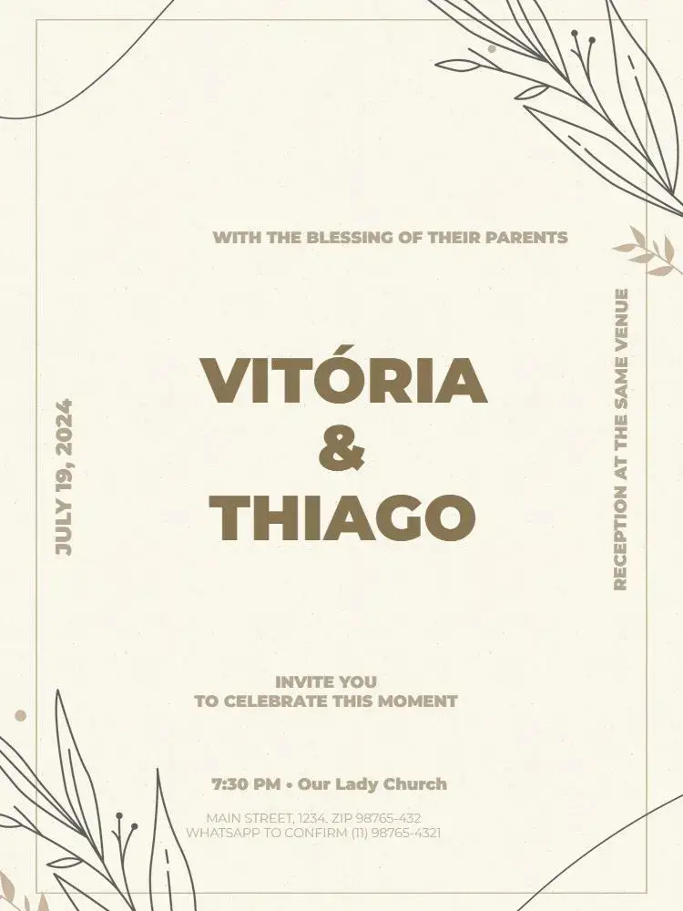 Chic And Delicate Beige Wedding invitation