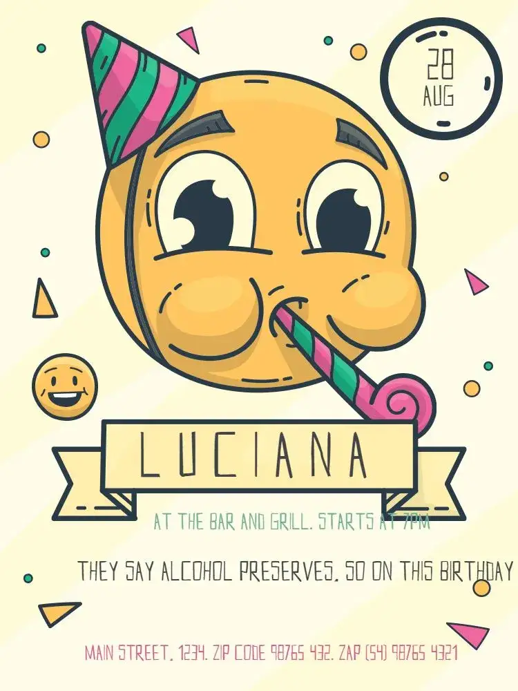 Invitation Funny Smile Meeting – Kids' Birthday Party theme colorful, fun, modern, cheerful, childlike, festive