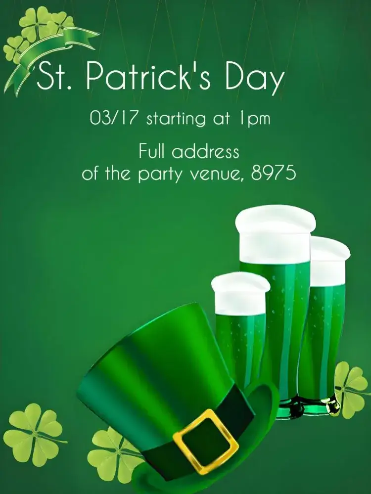 Invitation Saint Patrick's Day – Commemorative Dates theme vibrant green, Irish tradition, festive elements, modern, fun, themed