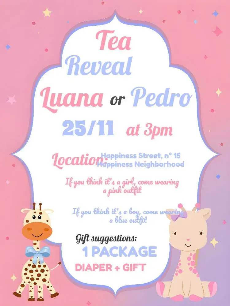 Blue Giraffe Gender Reveal invitation