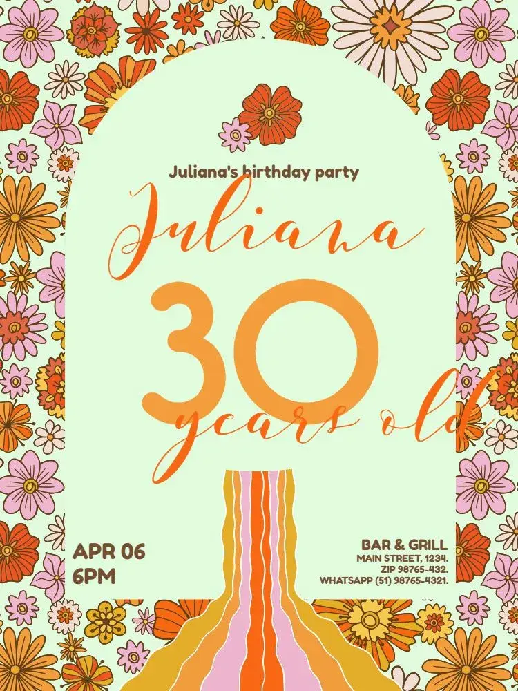 30 Years Floral Celebration invitation
