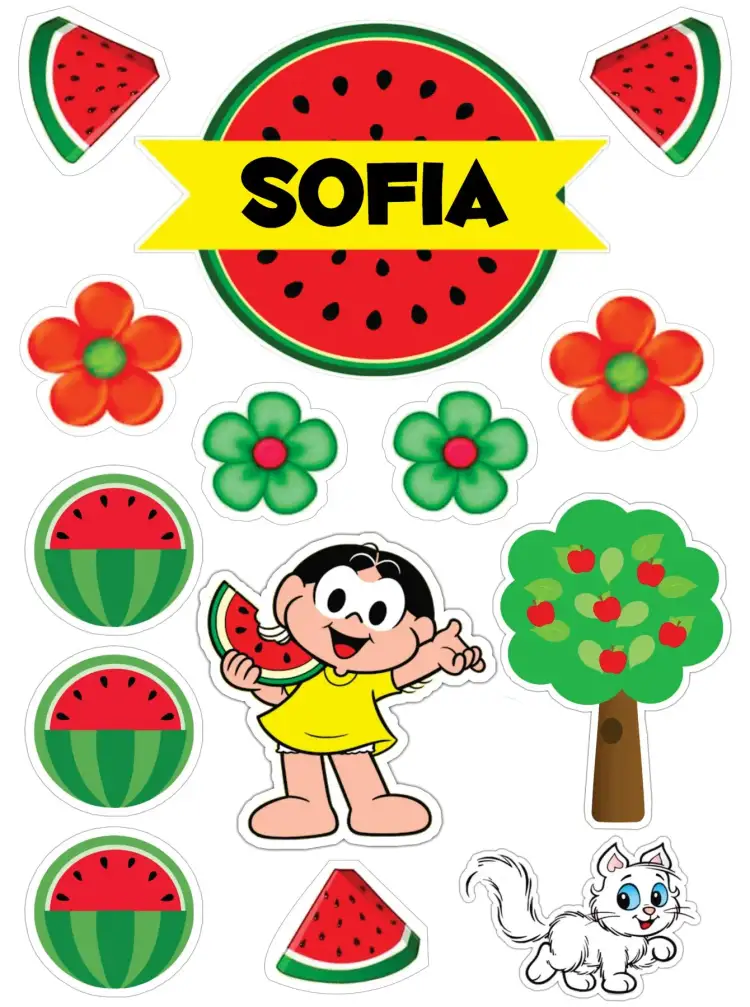 Invitation Magali – Cake topper theme colorful, playful, fun, childlike, fruity, comic books
