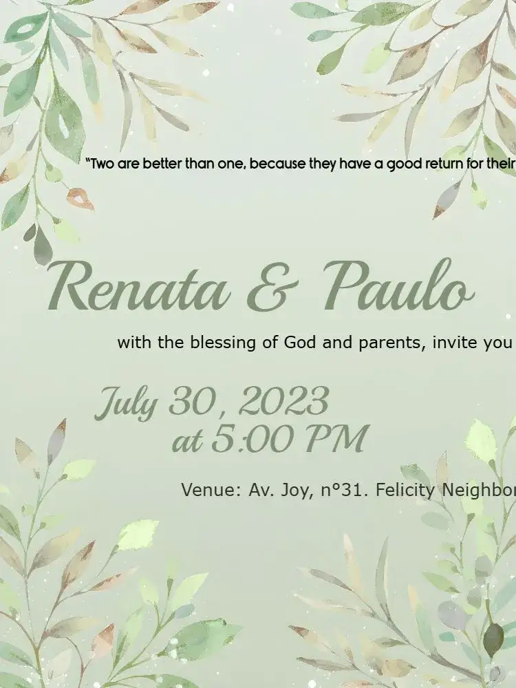 Invitation Wedding Foliage Couple – Wedding theme foliage, elegant, golden, modern, subtle, natural