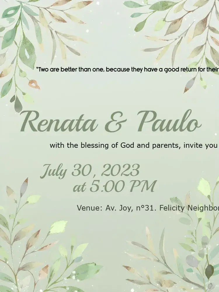 Invite Wedding Foliage Couple editable and customizable