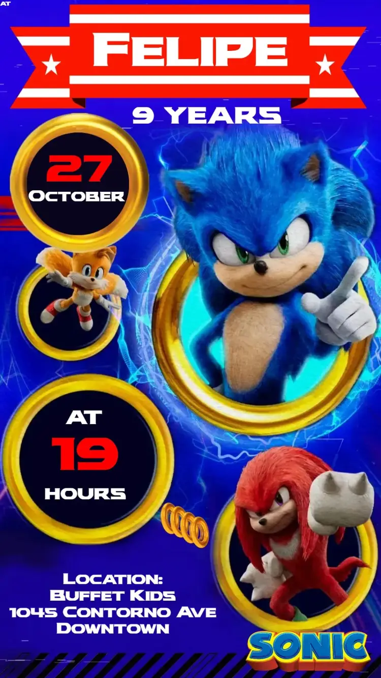 Invite Sonic editable and customizable