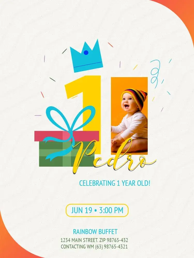 Modern Boy First Year Photo invitation