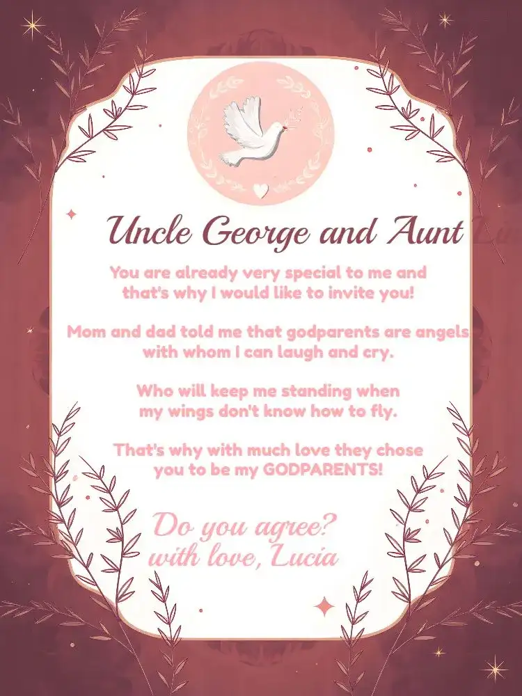 Christening Godparents Little Angel Pink