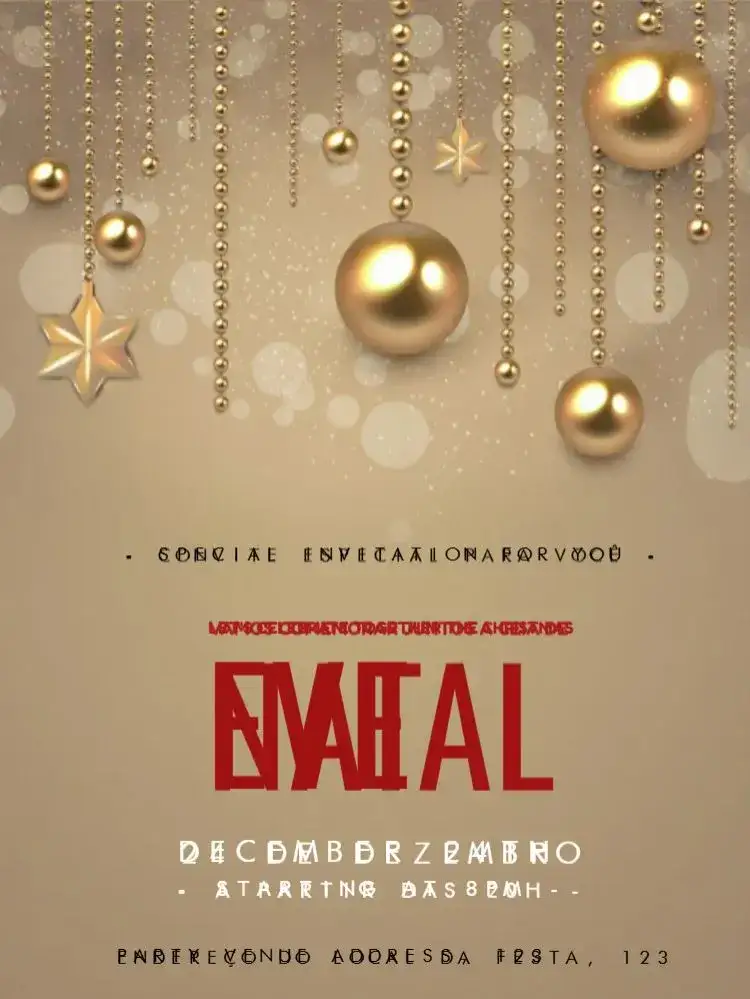 Invitation For Christmas Dinner with Noel – Commemorative Dates theme golden, elegant, festive, classic, Christmas-themed, modern