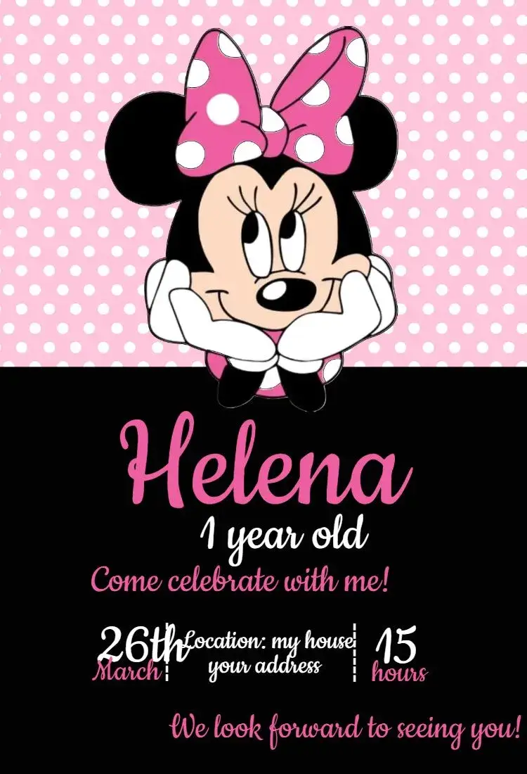 Invite Minnie Mouse 1 editable and customizable