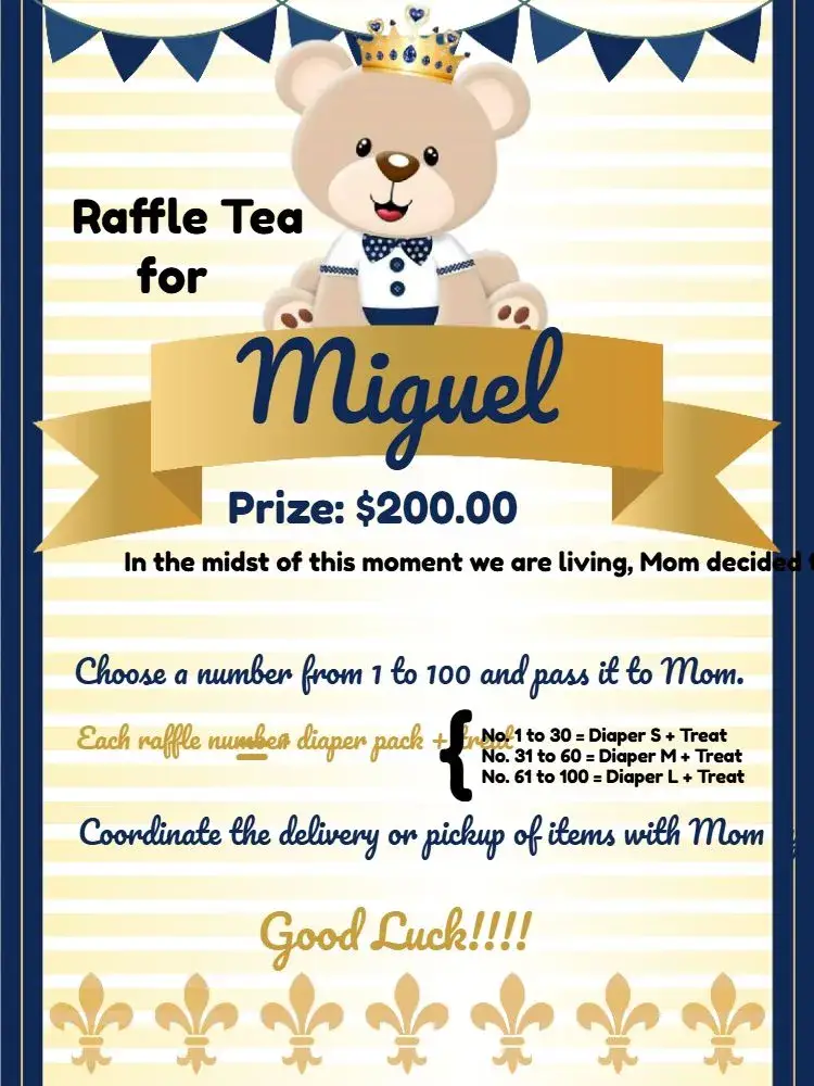 Prince Teddy Bear Raffle Tea Party invitation