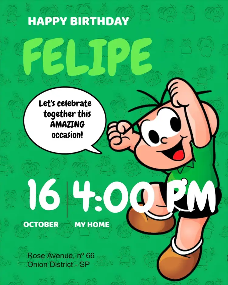 Monica's Gang Cebolinha Comics invitation