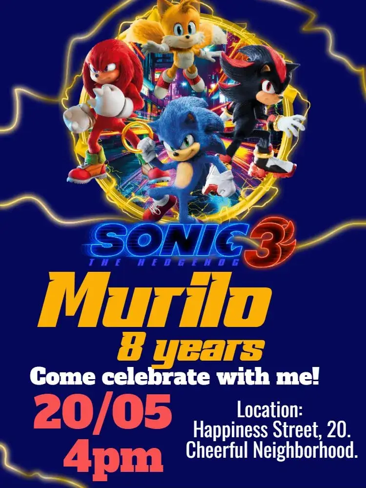 Sonic Birthday invitation