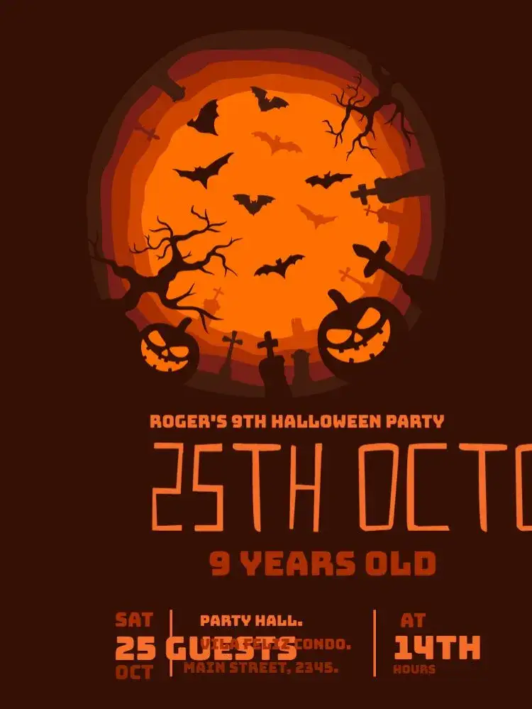 Invitation Halloween Halloween – Kids' Birthday Party theme dark, orange, spooky, themed party, Halloween graphic elements, magical