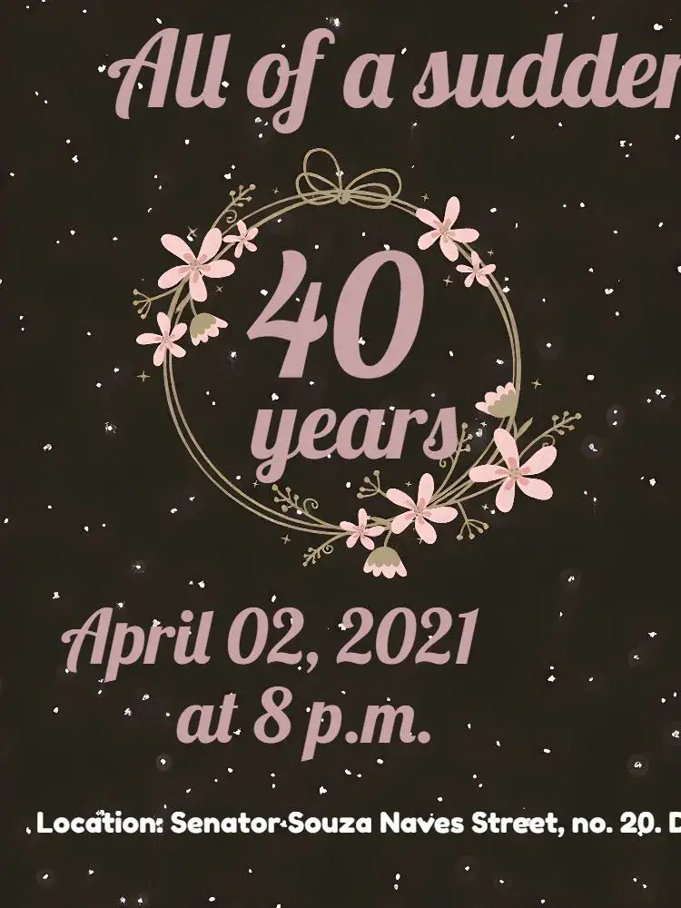 40 Years Floral Gold invitation