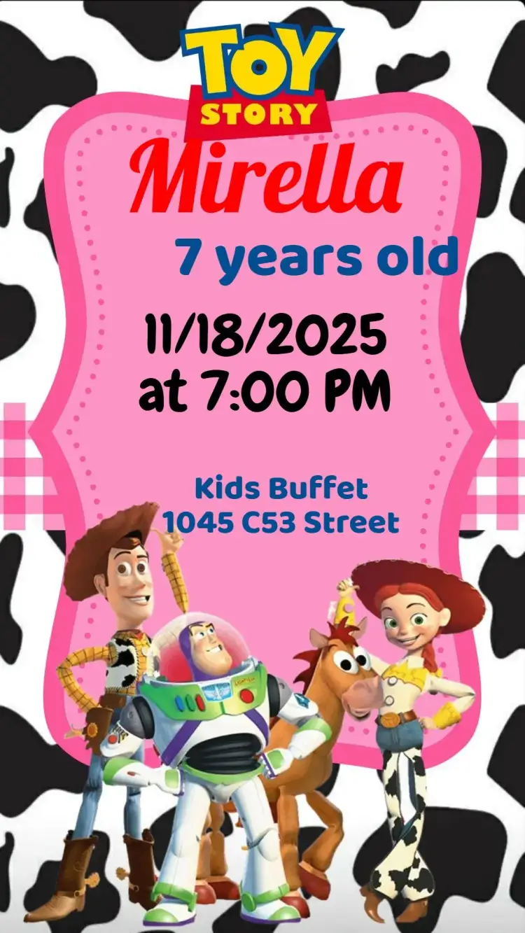 Invitation Toy Story – Kids' Birthday Party theme colorful, fun-filled, childish, themed, lively