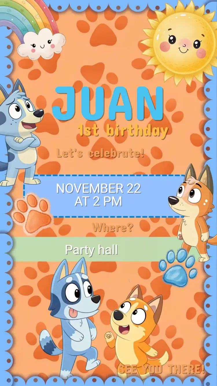 Bluey Birthday Invitation