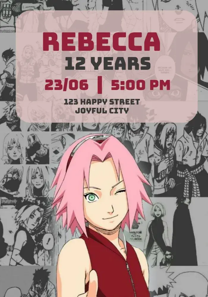 Naruto Sakura Orange invitation