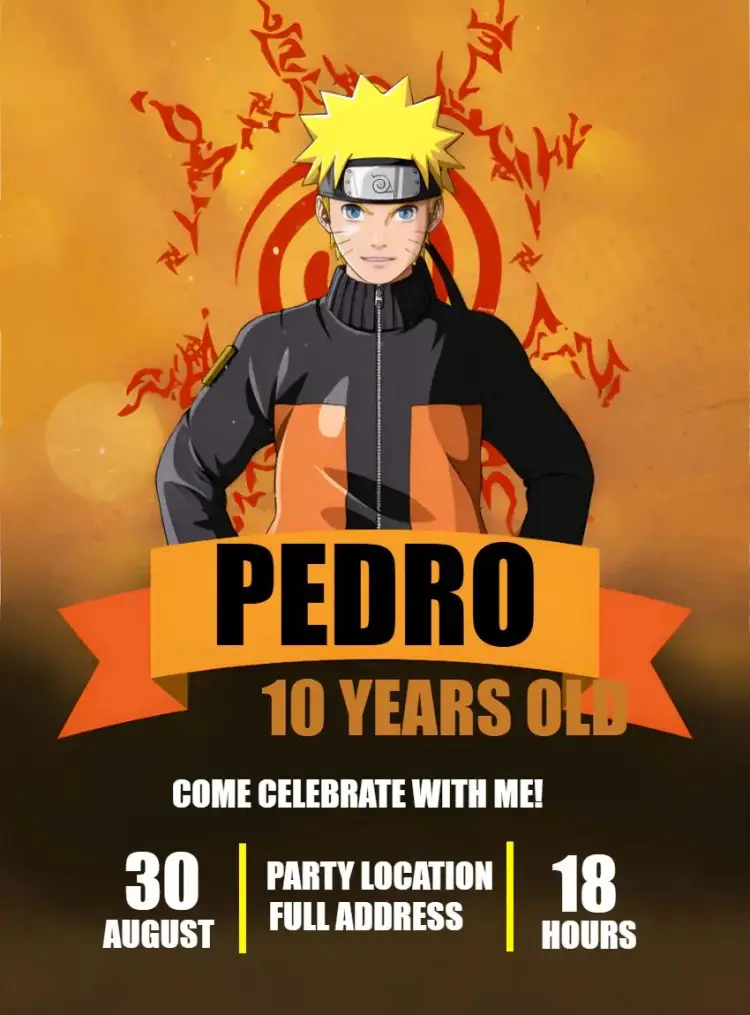 Orange Naruto invitation