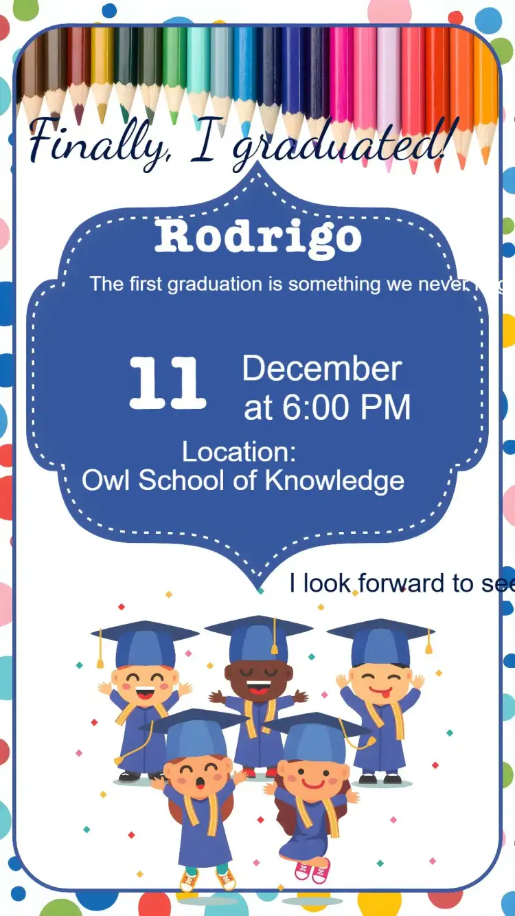 Invitation Graduation – Graduation theme colorful, modern, fun, school-themed, vibrant, cheerful