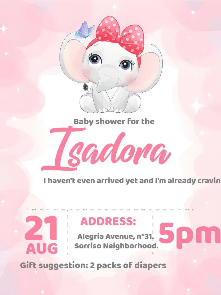 Elephant Girl Baby Shower invitation