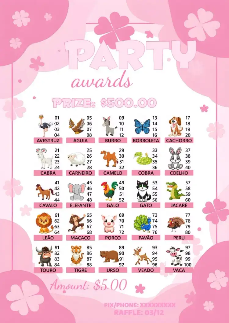 Invitation Raffle Of Animals Awards – Tickets theme colorful, fun, animal illustrations, youthful, playful, modern