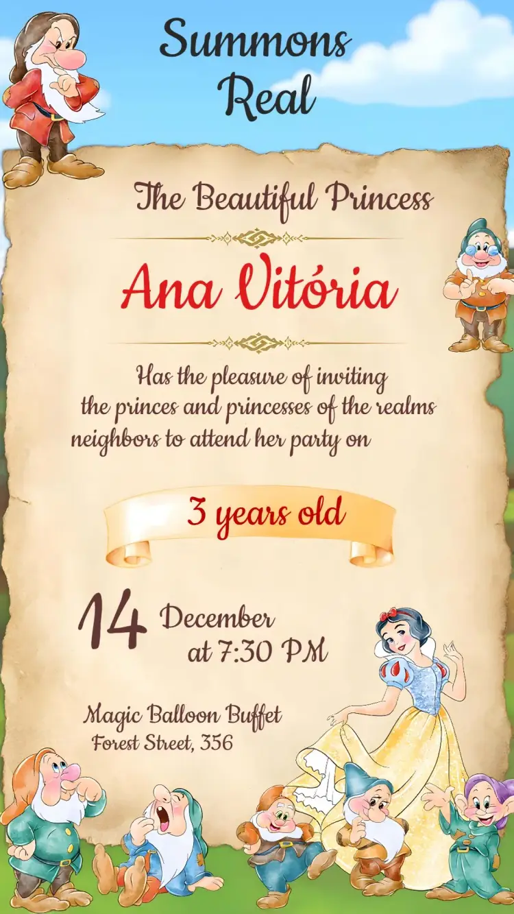 Snow White And The Seven Dwarfs Forest invitation