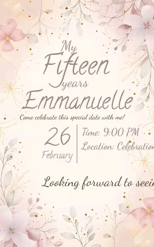15th Birthday Floral invitation