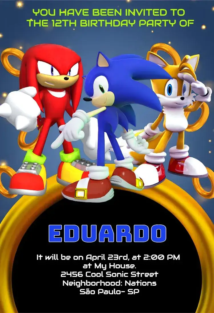 Invitation Sonic And Friends Game – Most searched for theme colorful, fun, themed, games, modern