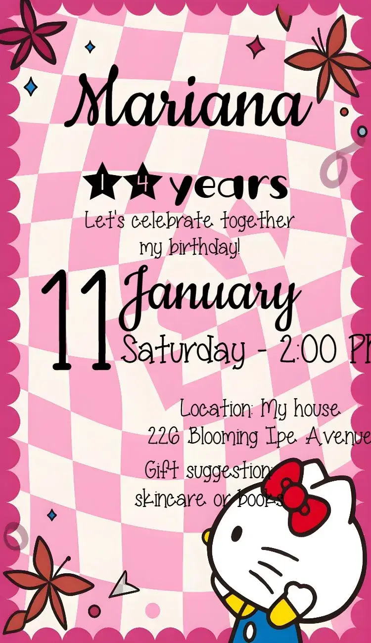 Hello Kitty Emo invitation