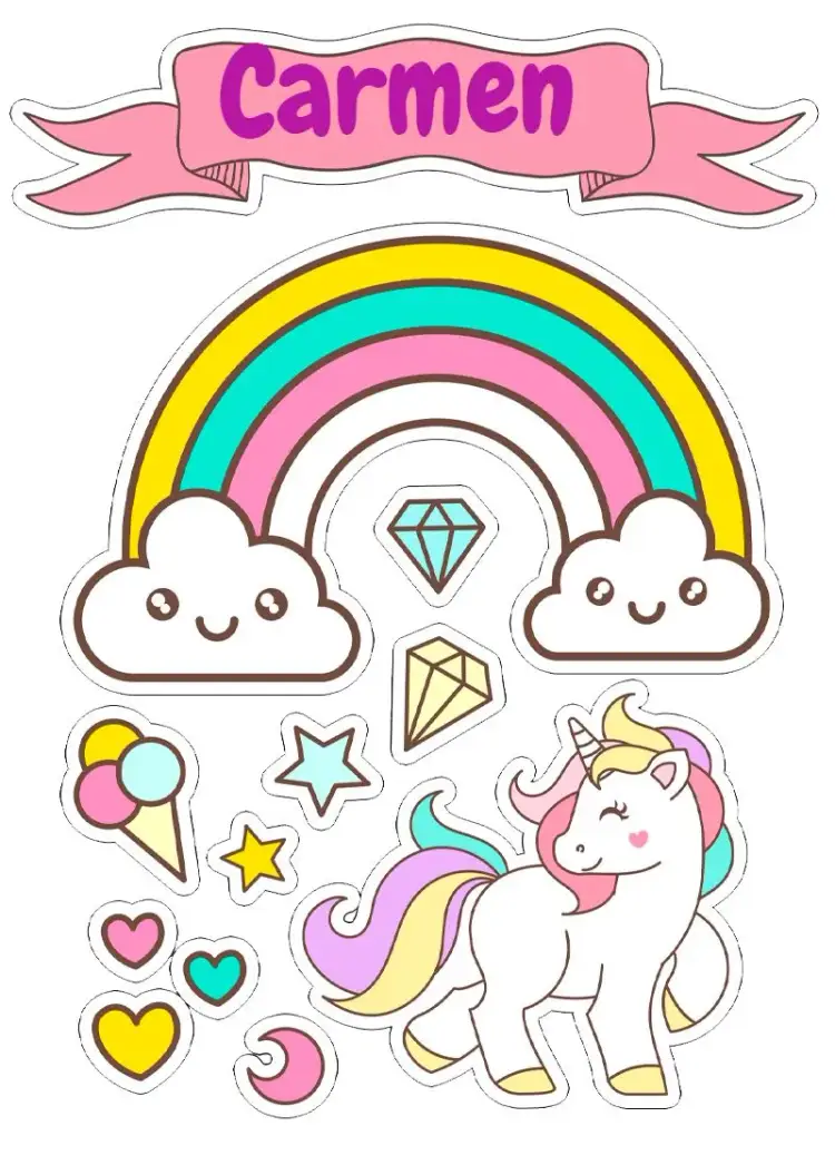 Invitation Unicorn Cake Topper Unicorn – Cake topper theme colorful, magical, childlike, fantasy, playful