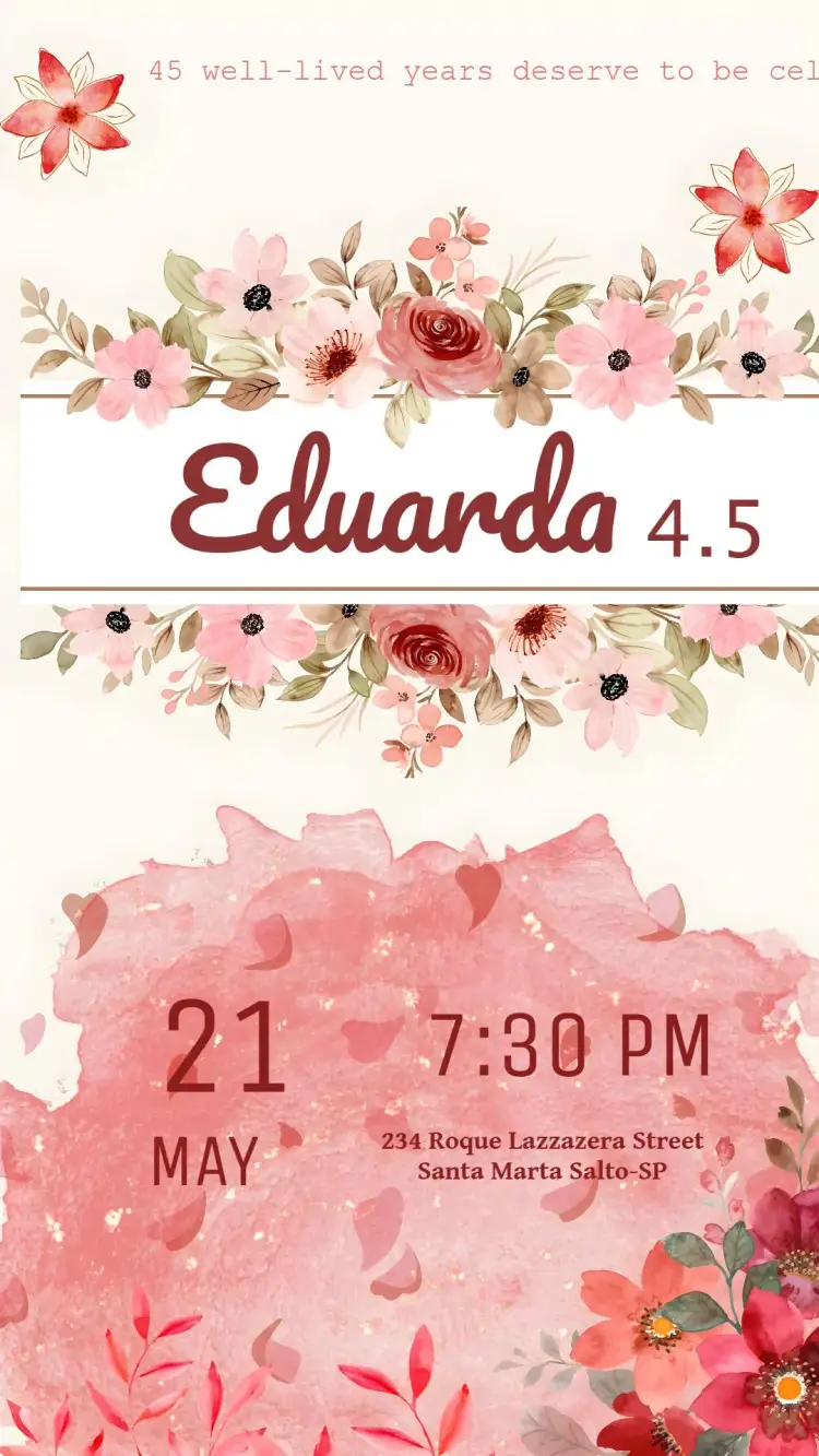Invitation Watercolor Floral Flowers – Birthday theme floral, watercolor, colorful, artistic, elegant