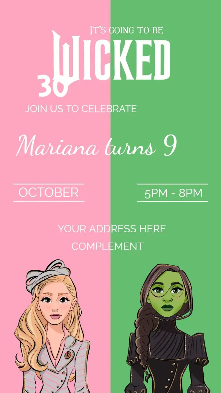 Invitation Wicked – Kids' Birthday Party theme fantasy, colorful, magical, playful, modern