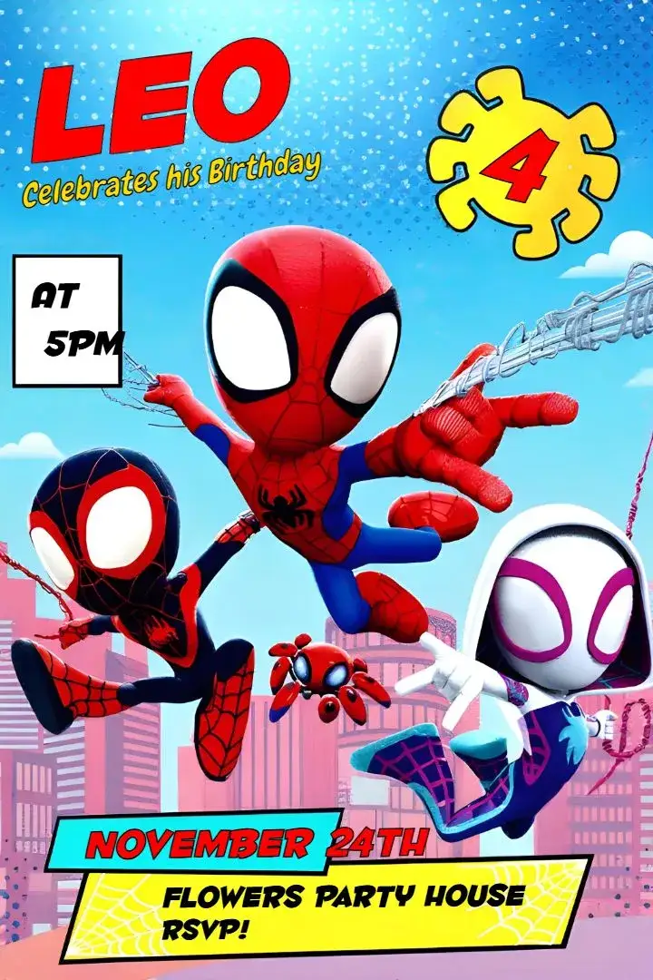 Invitation Spidey Amazing Friends Home – Most searched for theme colorful, fun, themed, childish, modern