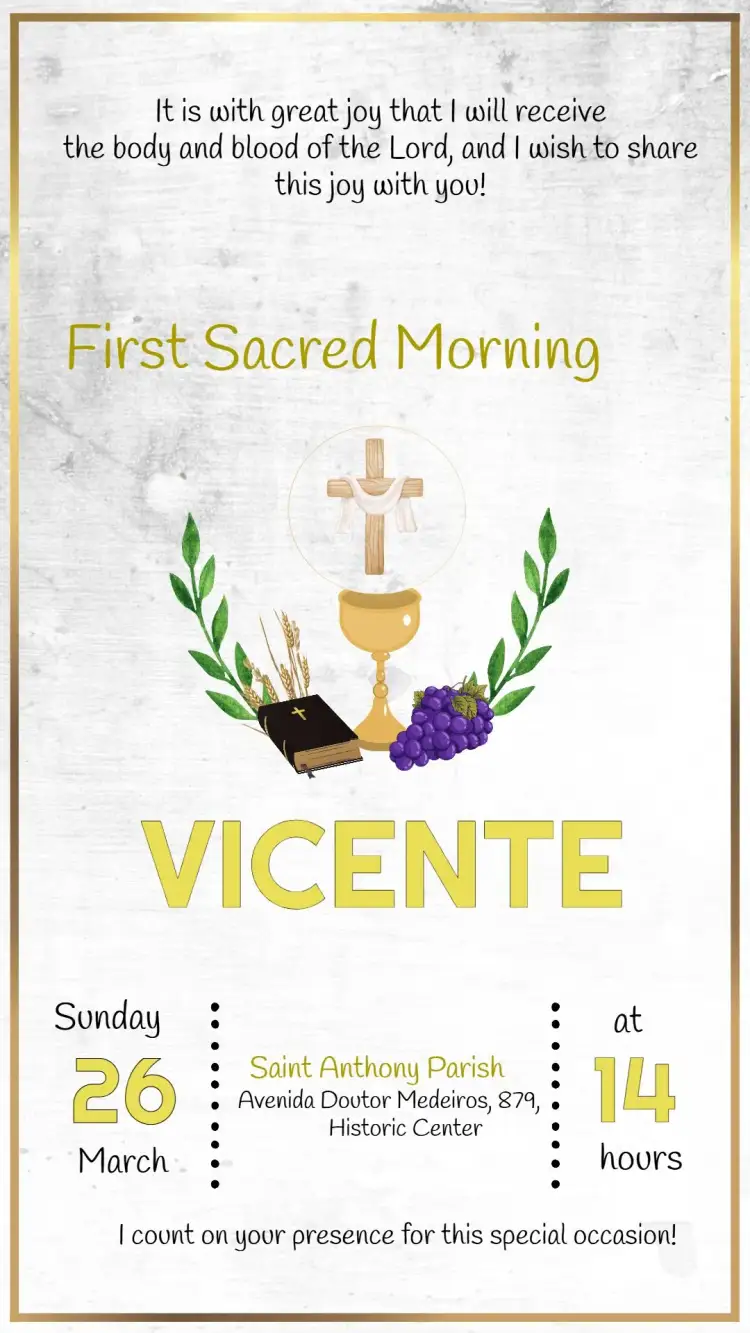 Invitation First Communion Baptism – First Communion theme delicate, modern, classic, floral, pastel, children's illustrations