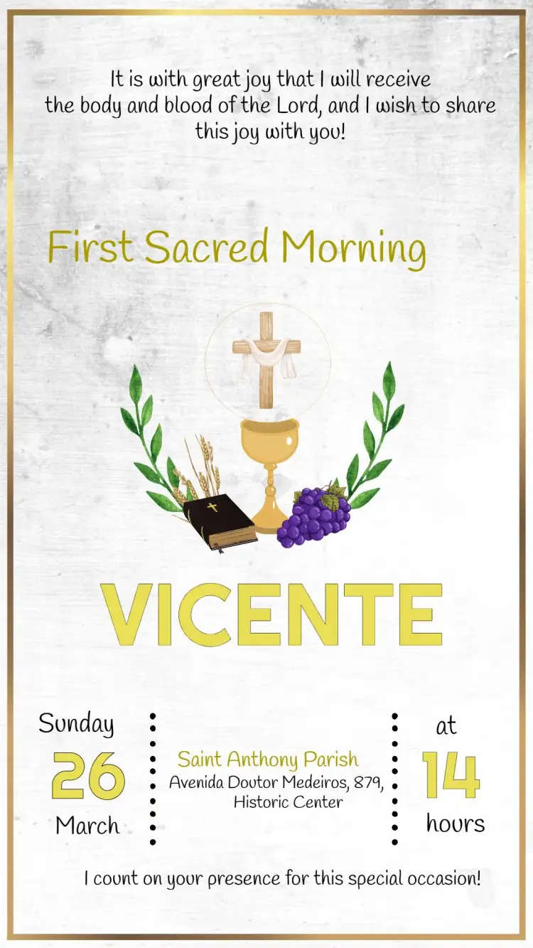 Invite First Communion Baptism editable and customizable