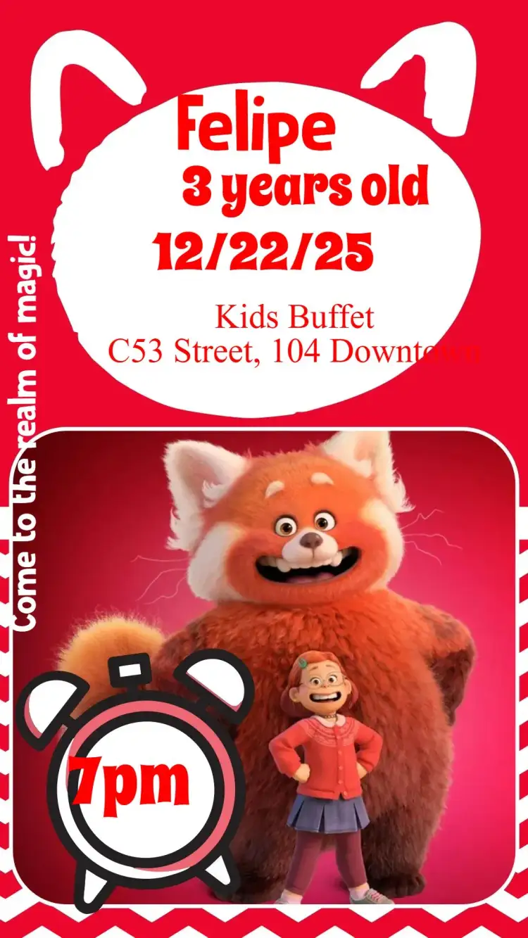 Invitation Red is a Beast – Kids' Birthday Party theme colorful, fun, animal illustration, modern, party theme