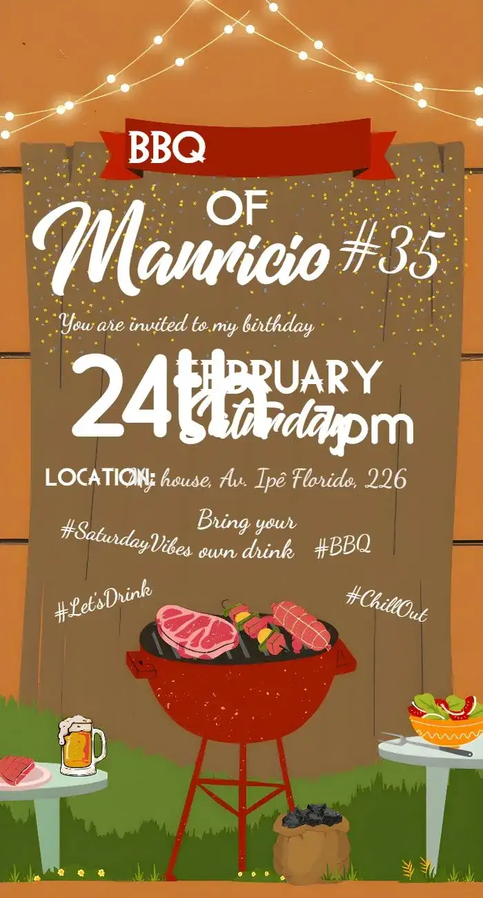 Invitation Adult Barbecue – Birthday theme colorful, modern, relaxed, pub-style, tropical, grill