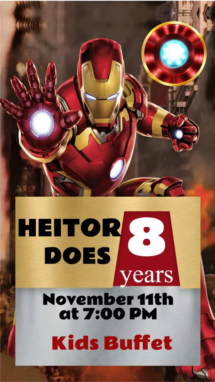 Invitation Iron Man – Kids' Birthday Party theme modern, colorful, themed, superheroes, animated